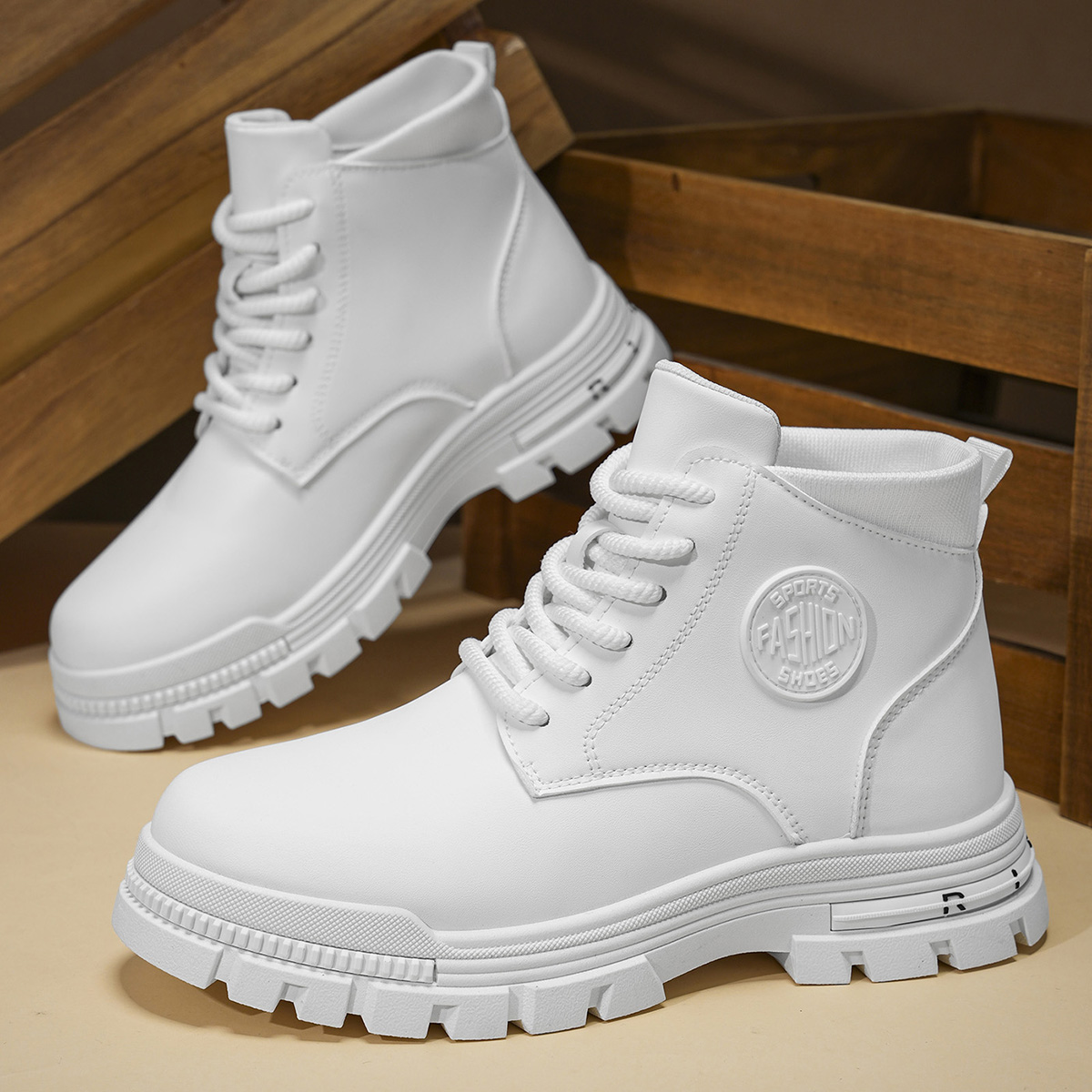 Men'S Fashion Hiking Boots - Men's Fashionable All-Season White Motorcycle Boots