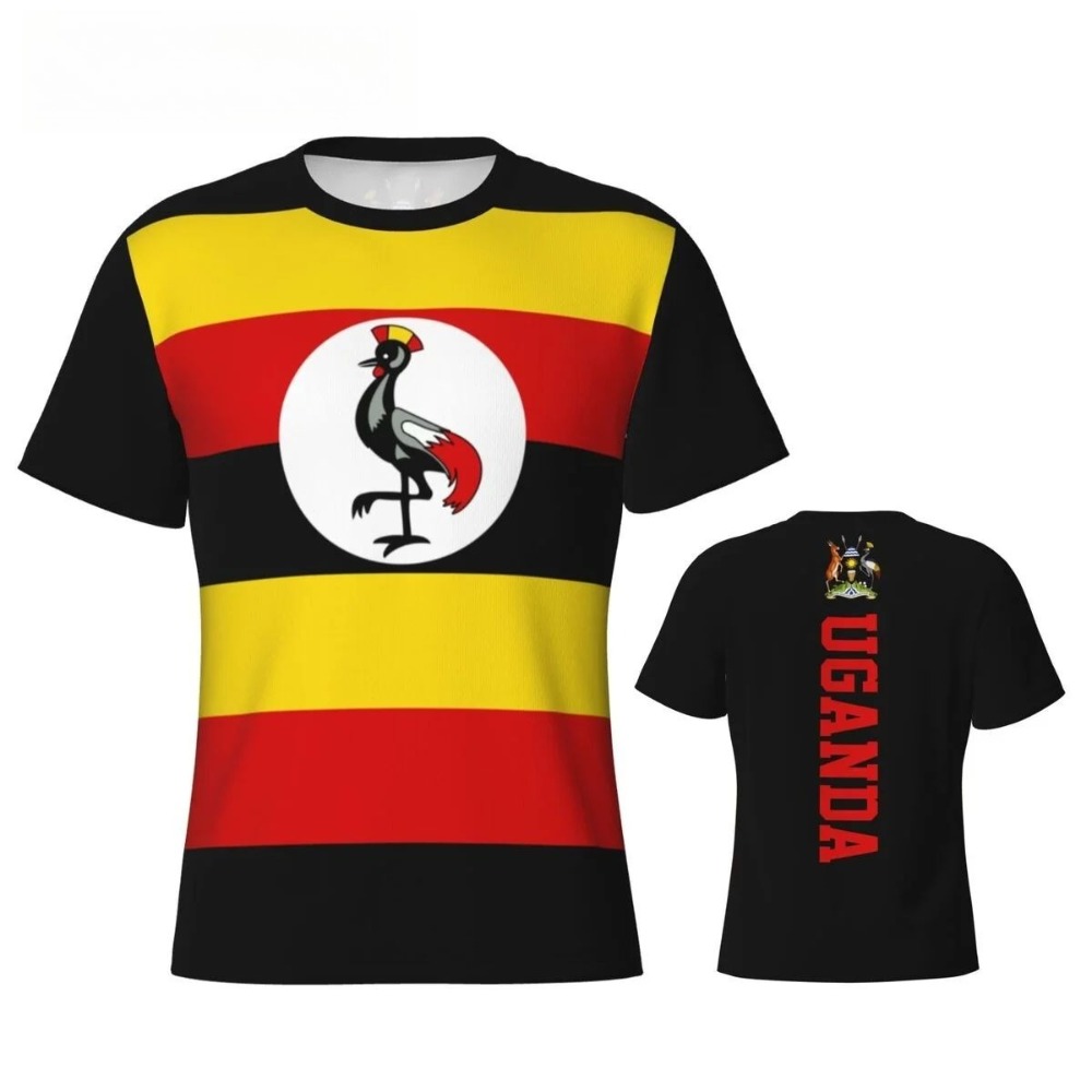 Men Fashion Uganda - Uganda Flag Crane Emblem Print Men