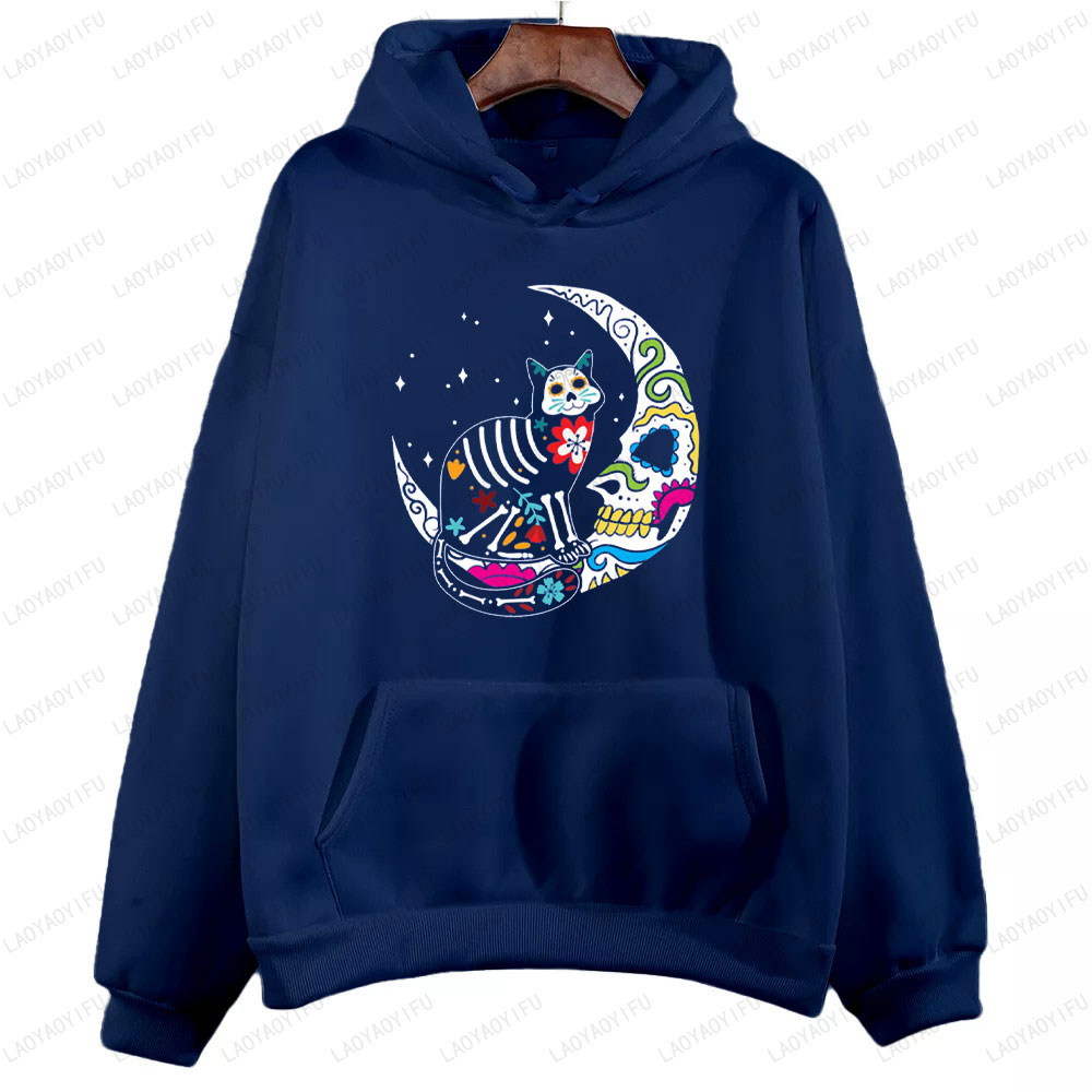 Skeleton Cat and Skull Moon Da - Men'S Fashion For 70 Year Old recension och pris