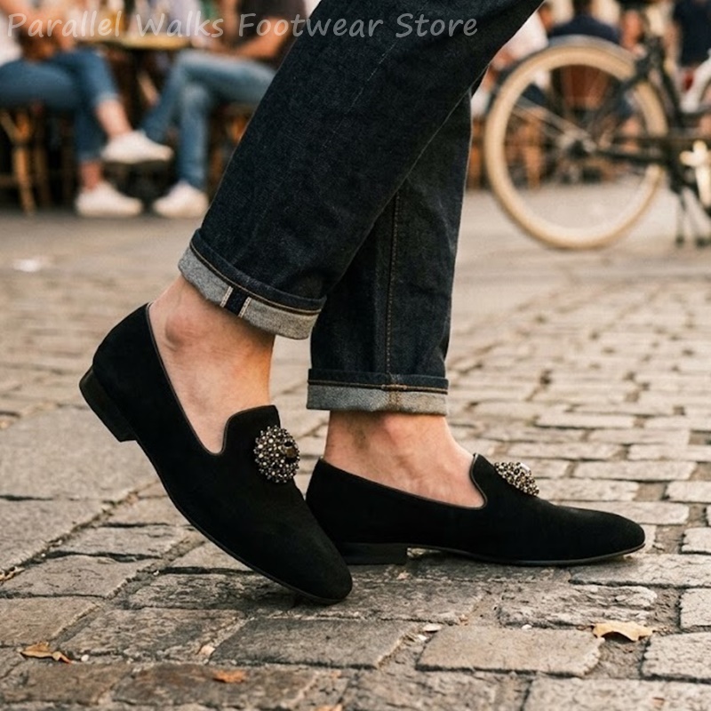 Men Suede Loafers Rhinestone C - Suede Loafers Men recension och pris