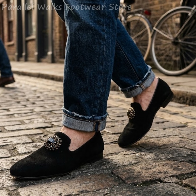Men Suede Loafers Rhinestone C - Suede Loafers Men recension och pris