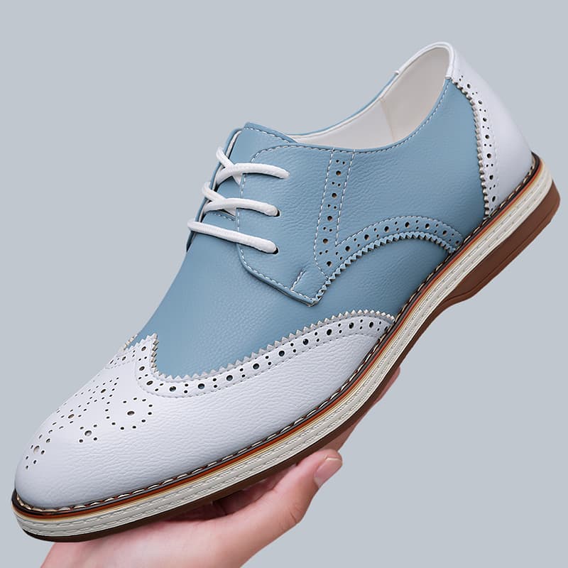 Mens White Blue Two Tone Brogu - Suede Loafers Men recension och pris