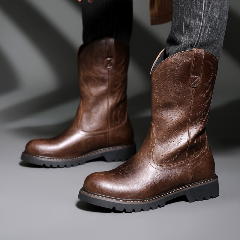 Fashion Mens Cowboy Boots New  - Men Fashion Vintage recension och pris