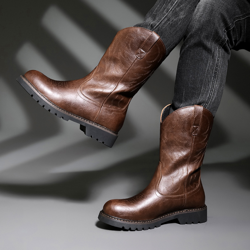 Fashion Mens Cowboy Boots New  - Men Fashion Vintage recension och pris