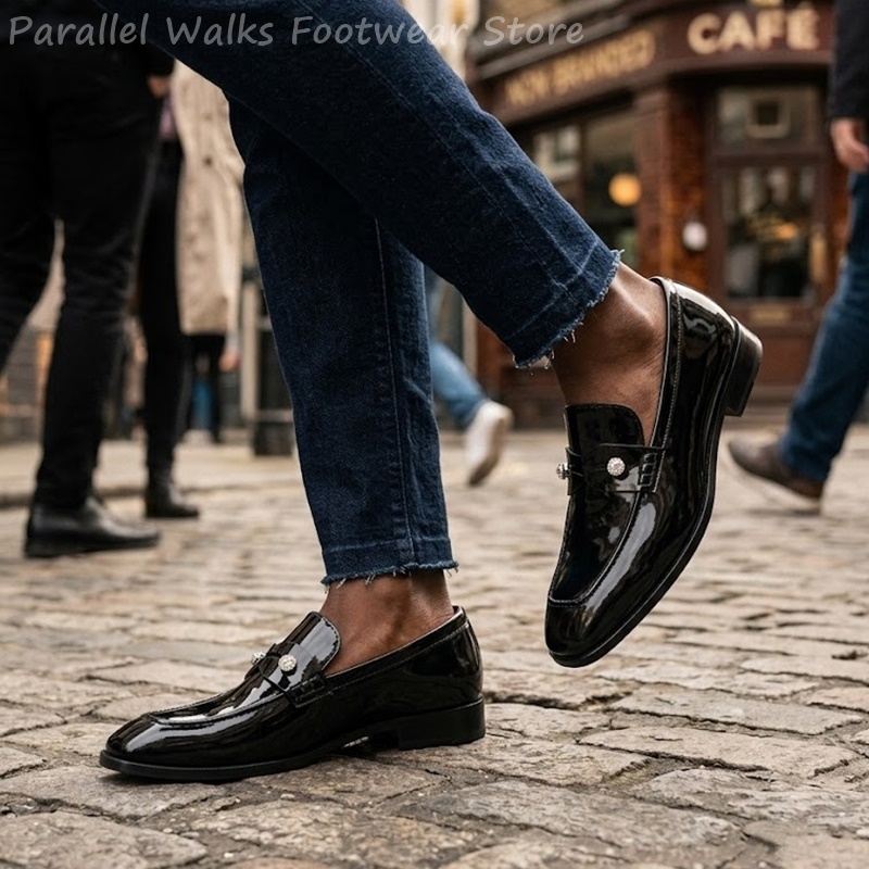 Men Black Patent Faux Suede Rh - Suede Loafers Men recension och pris