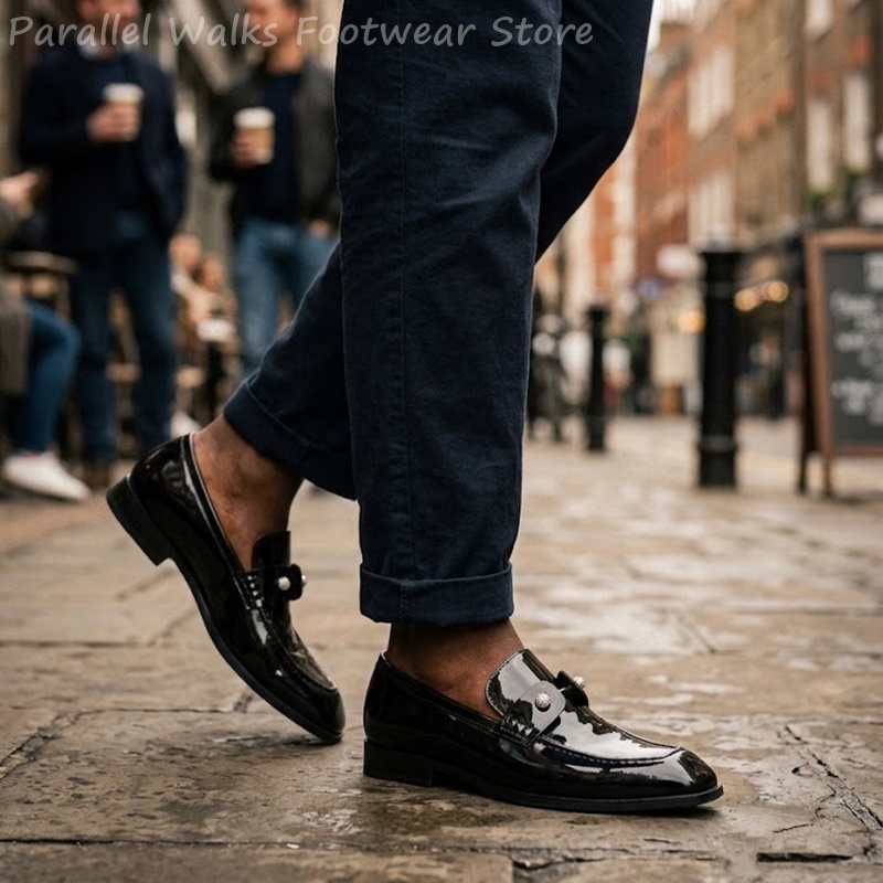 Men Black Patent Faux Suede Rh - Suede Loafers Men recension och pris