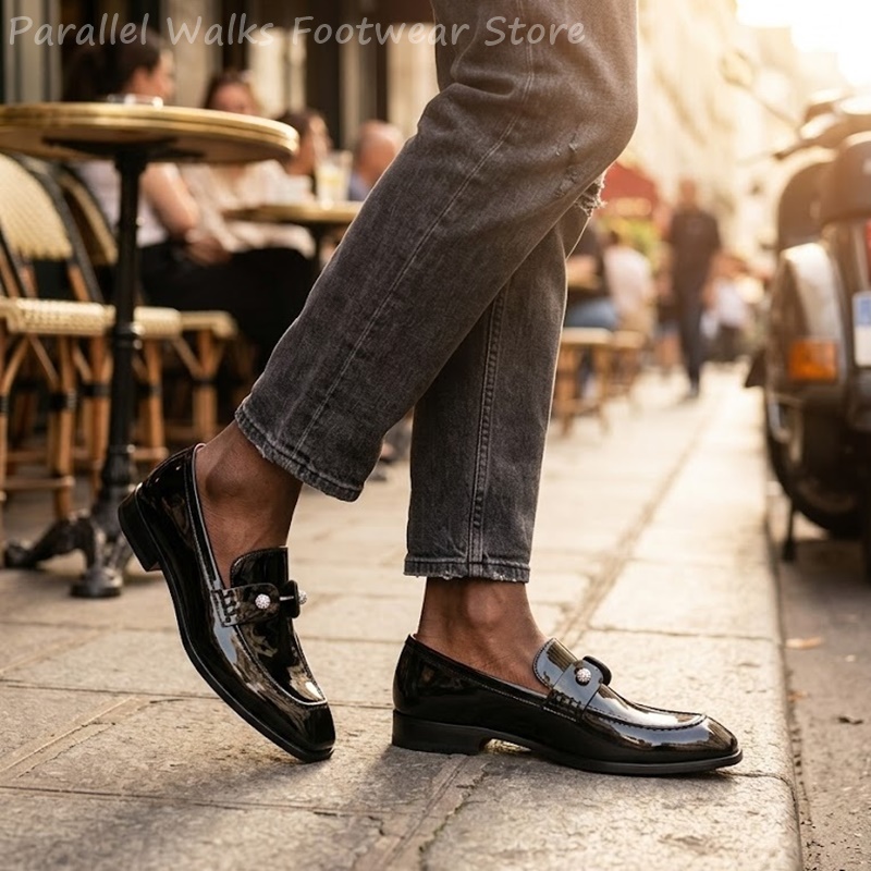 Men Black Patent Faux Suede Rh - Suede Loafers Men recension och pris
