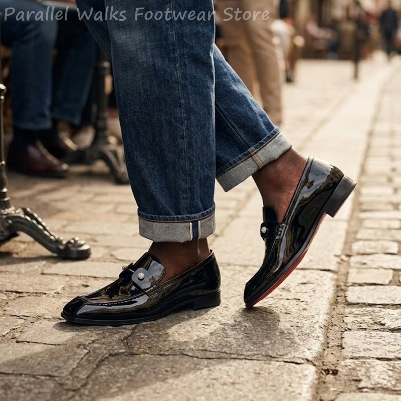 Men Black Patent Faux Suede Rh - Suede Loafers Men recension och pris