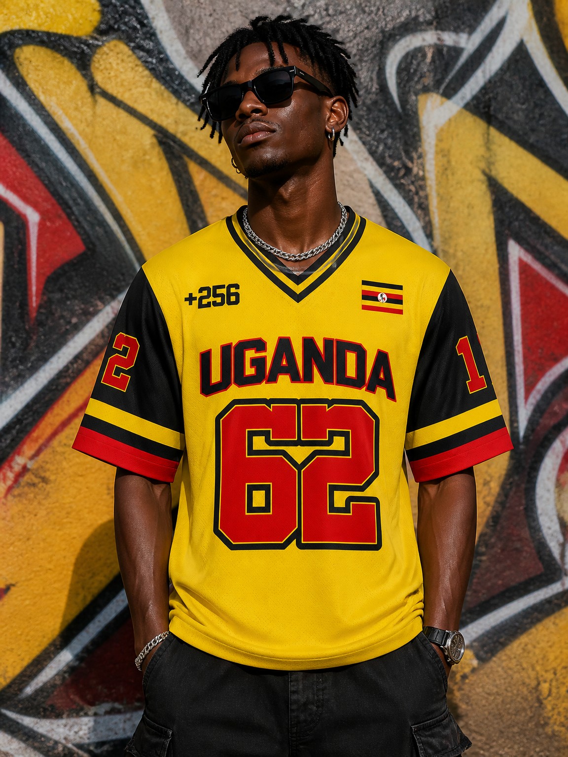Uganda Satin V-Neck T-Shirt, M - Men Fashion Uganda recension och pris