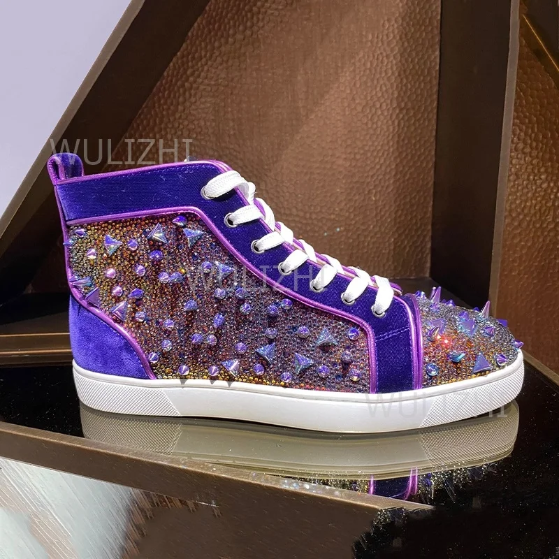 Dark Purple Crystal Rivet Men  - Suede Loafers Men recension och pris