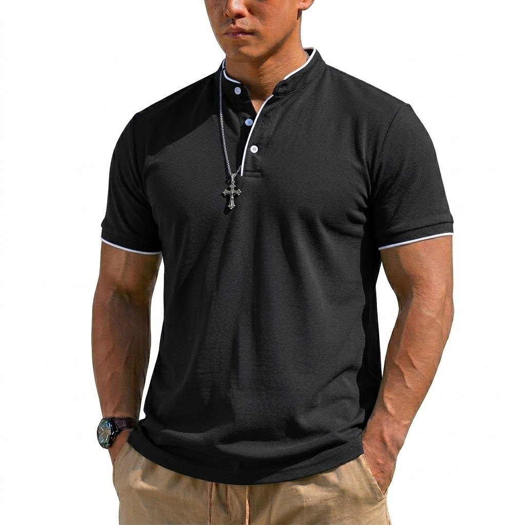 Summer Short Sleeve Henley Shi - Men'S Fashion 2025 recension och pris