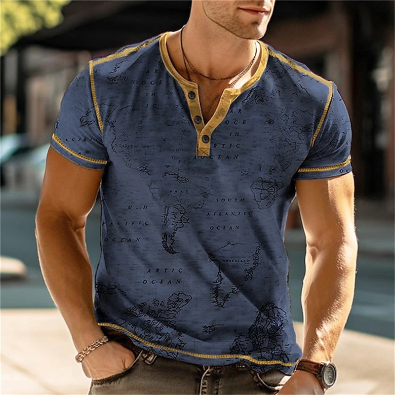 Men's Henry Shirts Funny 3D Pr - Men Fashion Vintage recension och pris