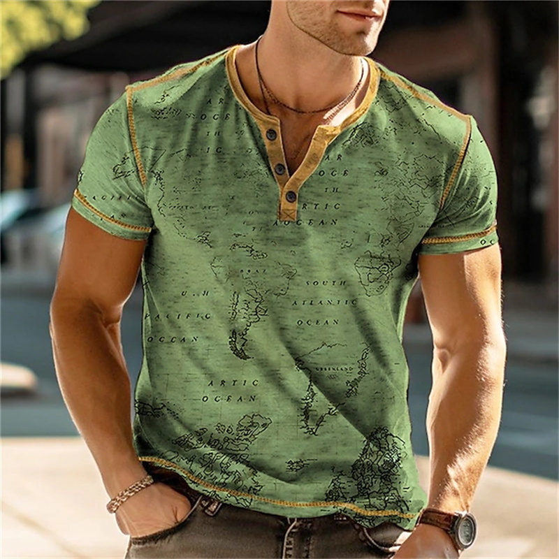 Men's Henry Shirts Funny 3D Pr - Men Fashion Vintage recension och pris